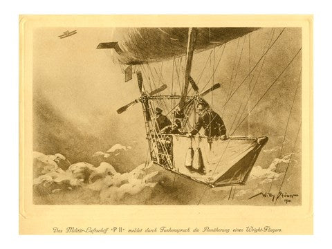 Gondola of the P II Reporting Arrival of a Wright flyer