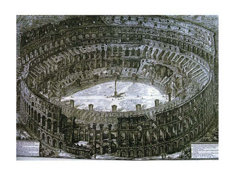 Interior of the Colosseum with niches for the Via Crucis