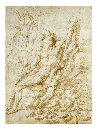 Hercules Resting after Killing the Hydra by Giulio Romano
