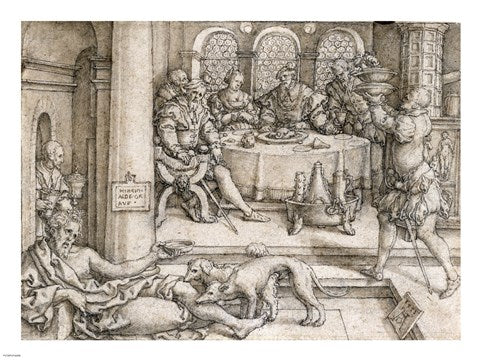 Lazarus Begging for Crumbs from Dives's Table by Albrecht Durer