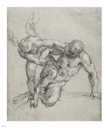 Cupid Overpowering Pan by Agostino Carracci