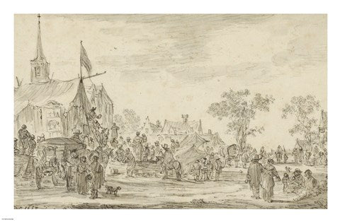 A Village Festival with Musicians Playing Outside a Tent by Jan Van Goyen