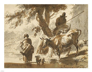 Cows Crossing a Ford with a Couple and a Dog by Nicolaes Berchem