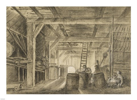 Interior of a Barn with a Family of Coopers by Francois Boucher