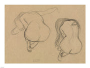 Two Studies of a Seated Nude with Long Hair by Gustav Klimt