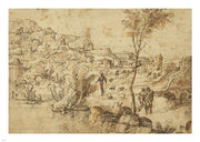 Landscape with Shepherds by a River and a Town Beyond by Jan van Scorel