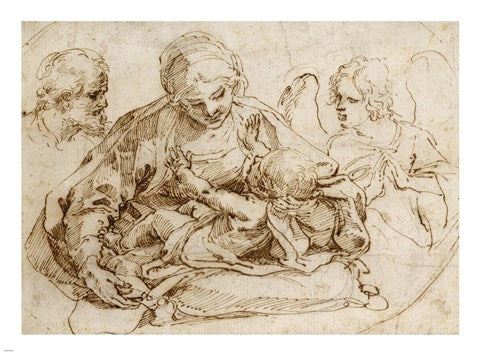Holy Family with an Angel by Guido Reni