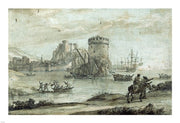 Figures in a Landscape before a Harbor by Claude Lorrain