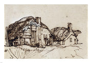 Two Thatched Cottages with Figures at a Window by Rembrandt van Rijn