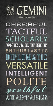 Gemini Character Traits Chalkboard by Veruca Salt