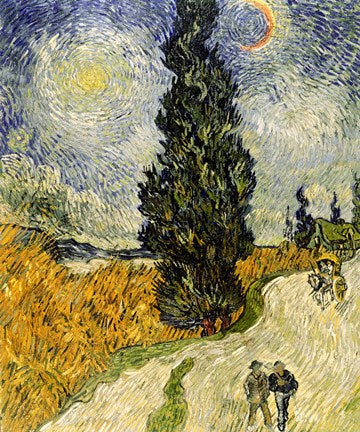 Road with Cypresses, 1890 by Vincent Van Gogh