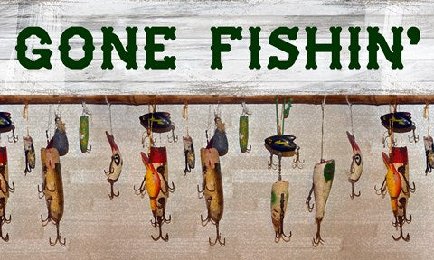 Gone Fishin' Wood Fishing Lure Sign by Veruca Salt