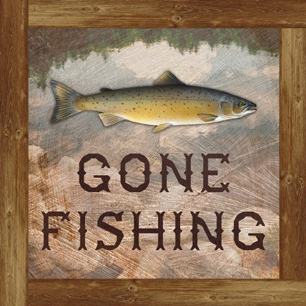 Gone Fishing Salmon Sign by Veruca Salt