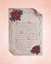 Corinthians 13:4-8 Love is Patient - Rose Border Pink by Inspire Me