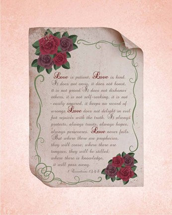 Corinthians 13:4-8 Love is Patient - Rose Border Pink by Inspire Me