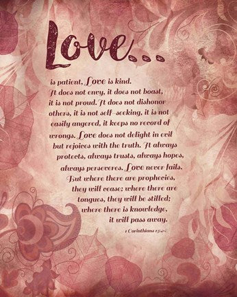 Corinthians 13:4-8 Love is Patient - Pink Floral by Inspire Me