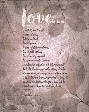 Corinthians 13:4-8 Love is Patient - Grey Leaves by Inspire Me