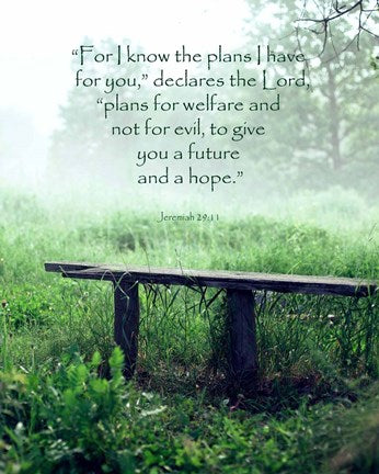 Jeremiah 29:11 For I know the Plans I have for You (Wooden Bench) by Inspire Me