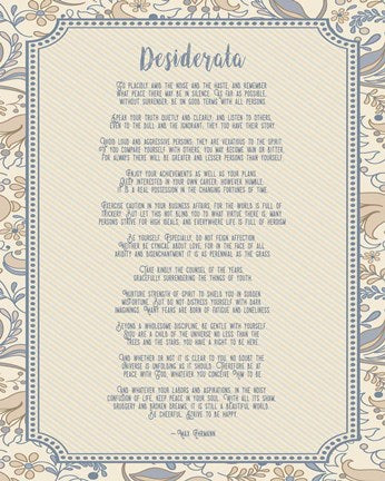 Desiderata Floral Frame Beige by Quote Master