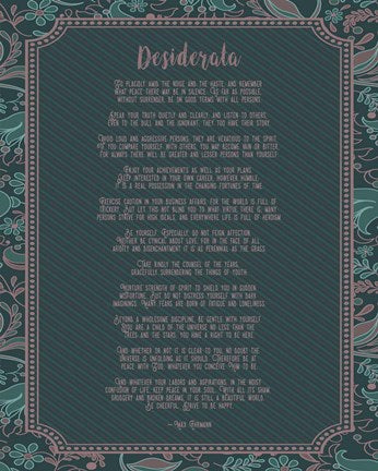 Desiderata Floral Frame Turquoise by Quote Master