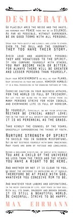 Desiderata Bus Roll Black and Peach Text by Quote Master