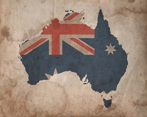 Map with Flag Overlay Australia by Color Me Happy