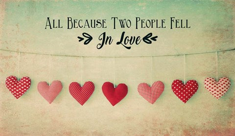Two People Fell in Love Cotton Hearts by Quote Master