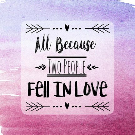 Two People Fell in Love Magenta Ombre by Quote Master