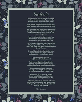 Desiderata Leaf Pattern Frame Dark by Quote Master