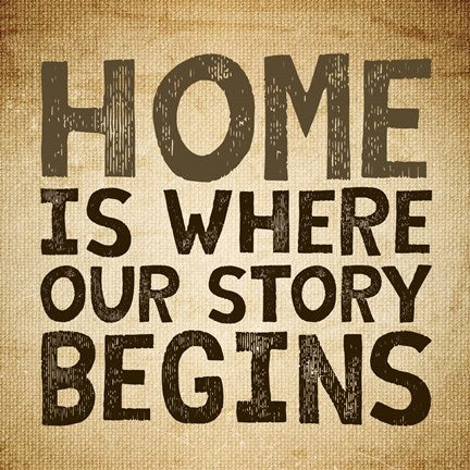 Home Is Where Our Story Begins -Burlap by Color Me Happy