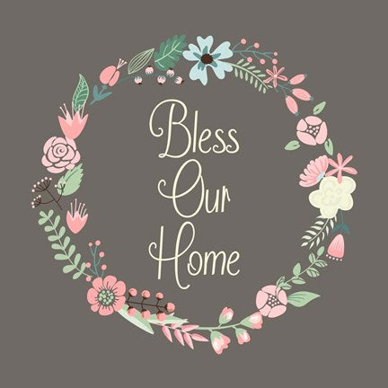 Bless Our Home Floral Brown by Color Me Happy