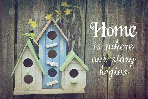Home is Where Our Story Begins Bird Houses by Color Me Happy