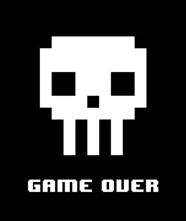 Game Over  - White Skull by Color Me Happy