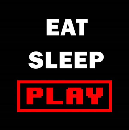 Eat Sleep Play - Black with Red Text by Color Me Happy