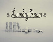Laundry Room Sign Clothespins Black and White by Color Me Happy
