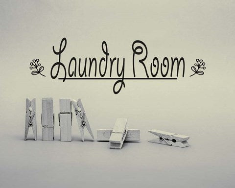 Laundry Room Sign Clothespins Black and White by Color Me Happy
