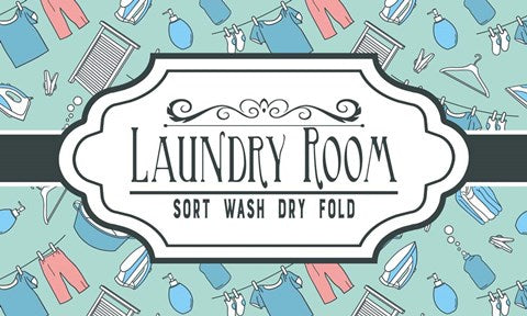 Laundry Room Sign Green Pattern by Color Me Happy
