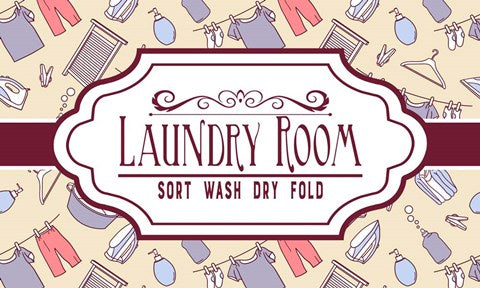 Laundry Room Sign Yellow Pattern by Color Me Happy