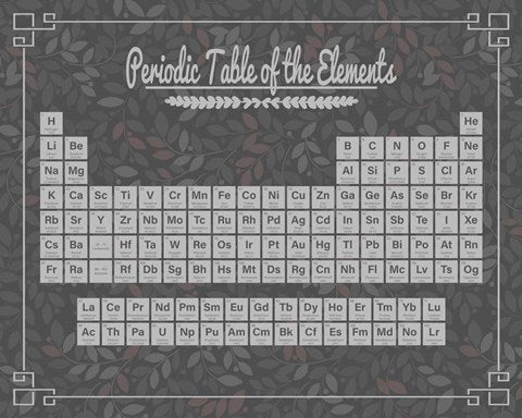 Periodic Table Gray and Red Leaf Pattern Dark by Color Me Happy
