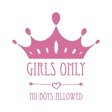 Girls Only Crown Pink on White by Color Me Happy