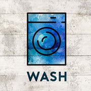 Laundry Sign White Wood Background - Wash by Color Me Happy