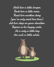 Hold Him A Little Longer Bear And Cub Gray by Color Me Happy