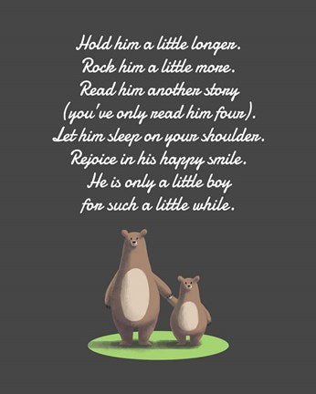 Hold Him A Little Longer Bear And Cub Gray by Color Me Happy