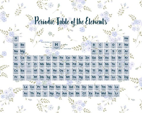 Periodic Table Of The Elements Blue Floral by Color Me Happy