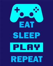 Eat Sleep Game Repeat  - Blue by Color Me Happy
