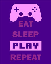 Eat Sleep Game Repeat  - Purple by Color Me Happy