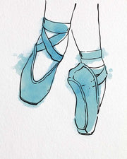 Ballet Shoes En Pointe Blue Watercolor Part II by Color Me Happy