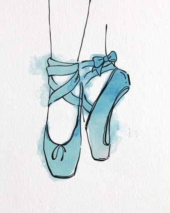 Ballet Shoes En Pointe Blue Watercolor Part III by Color Me Happy
