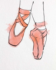 Ballet Shoes En Pointe Orange Watercolor Part II by Color Me Happy