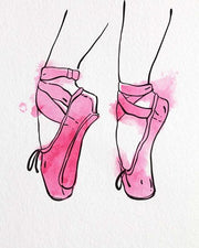 Ballet Shoes En Pointe Pink Watercolor Part I by Color Me Happy